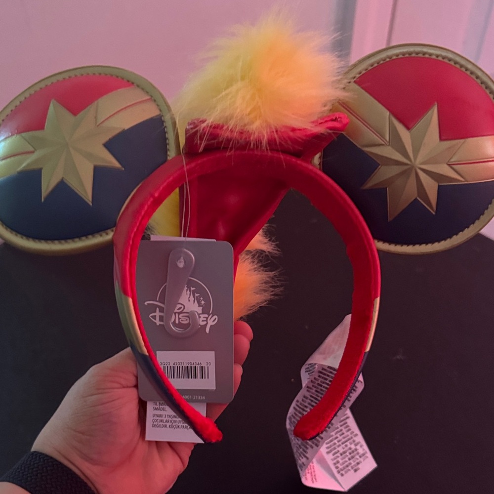 Disney Captain Marvel Kids Costume Ears - Red, Gold, and Yellow
